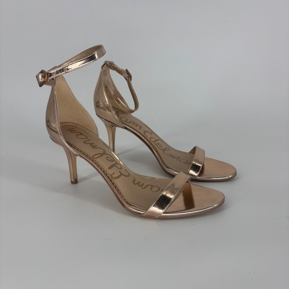 Sam Edelman Patti Ankle Strap Heel Sandal Golden Copper Rose Gold Women Size 9.5